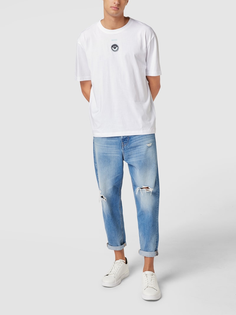 T-Shirt mit Label-Print Modell 'Tiraxart' in weiß