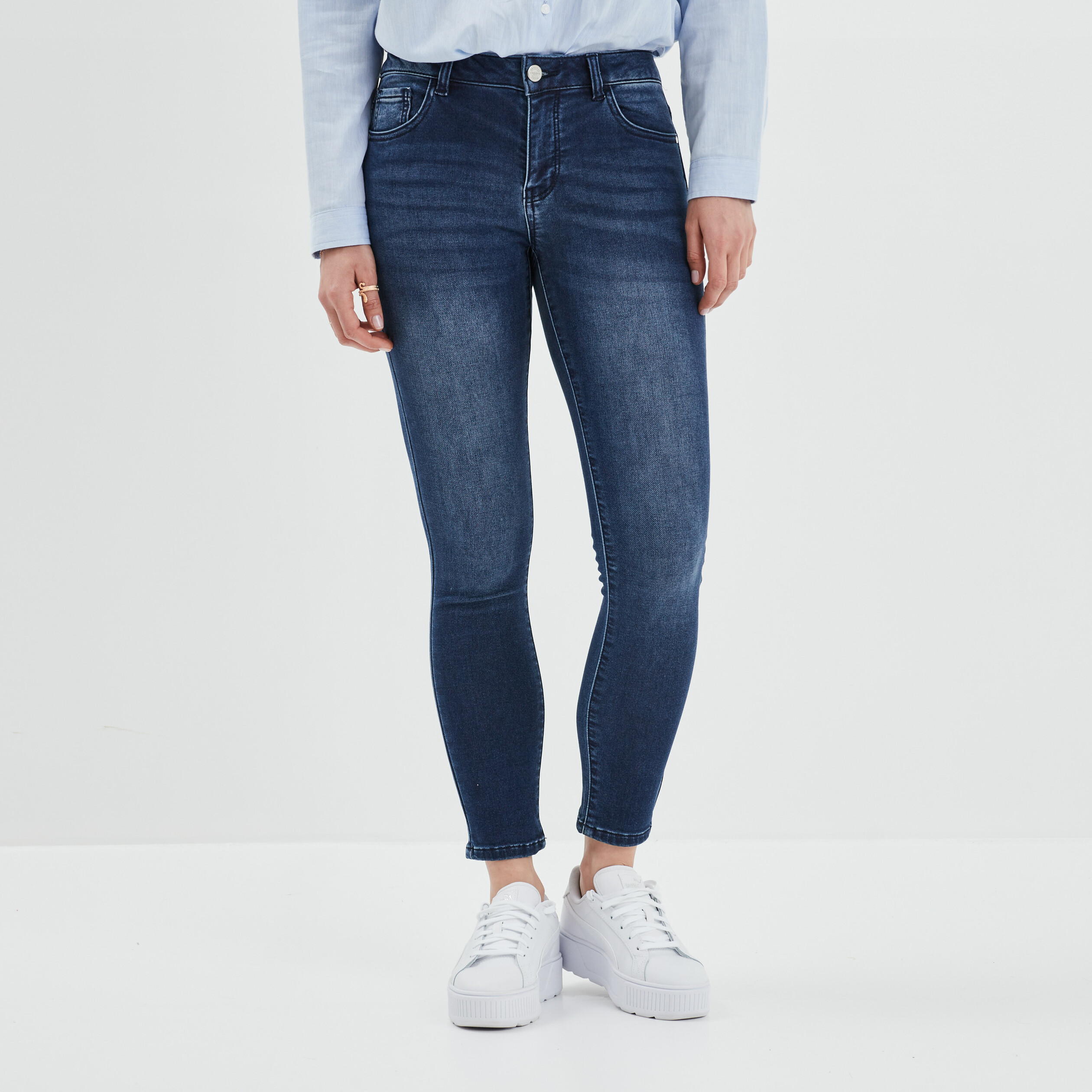 Jeans slim 7 8ème Creeks denim brut femme | La Halle