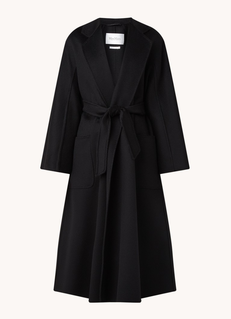 Kašmírový kabát MaxMara Labbro s mašlí na pásku