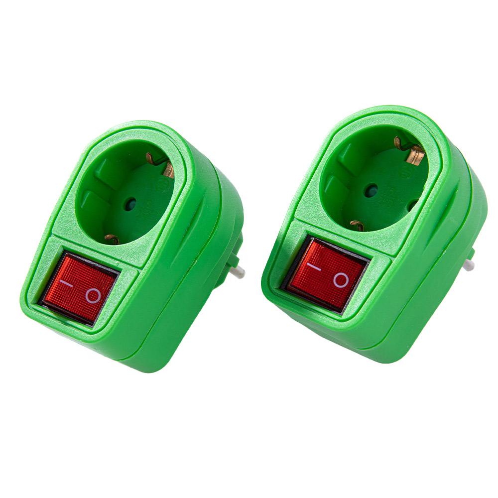 Powertec Electric Abschaltbarer Zwischenstecker - Grün, 2er-Set