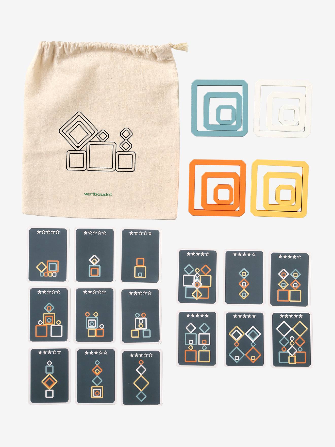Jeu de l'équilibre des cubes en bois FSC® orange
