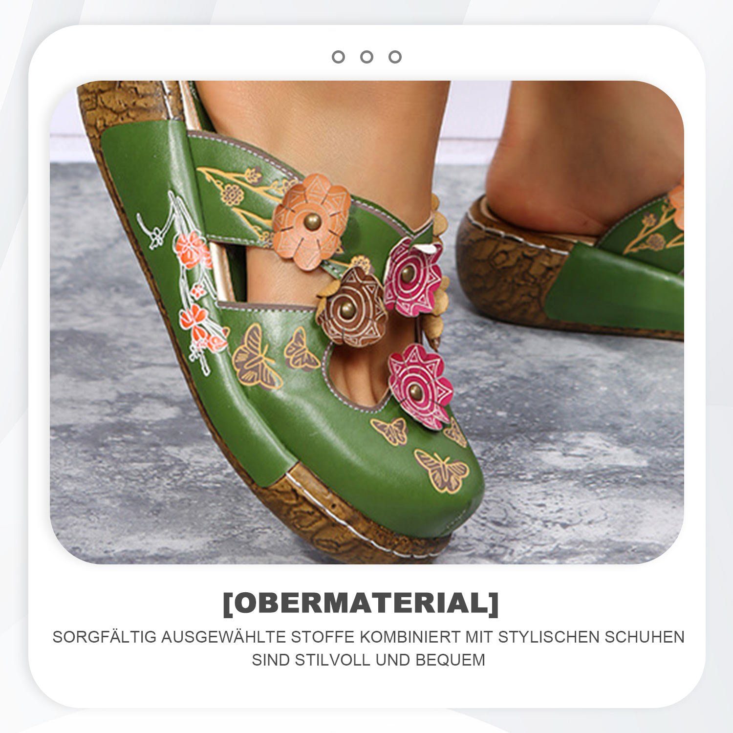 Daisred Schlappen Damen Sandalen Vintage Blume Pantoletten Hausschuhe Clog