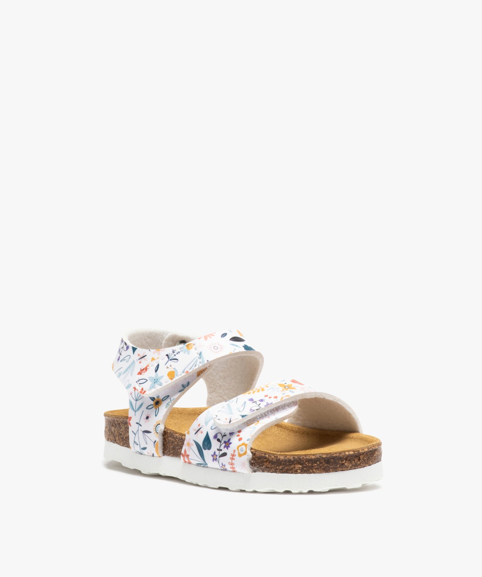 Sandales bébé fille à double scratch et à motif fleuri multicolore | GEMO