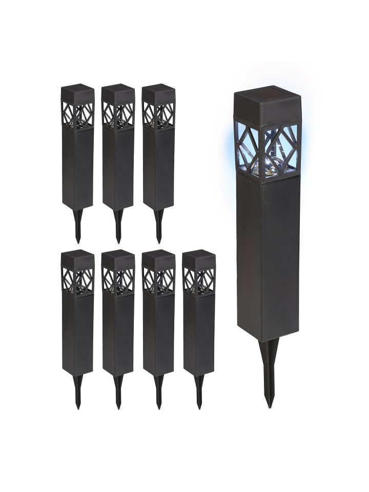 relaxdays 8 x Solarlampe in Schwarz günstig kaufen onesize