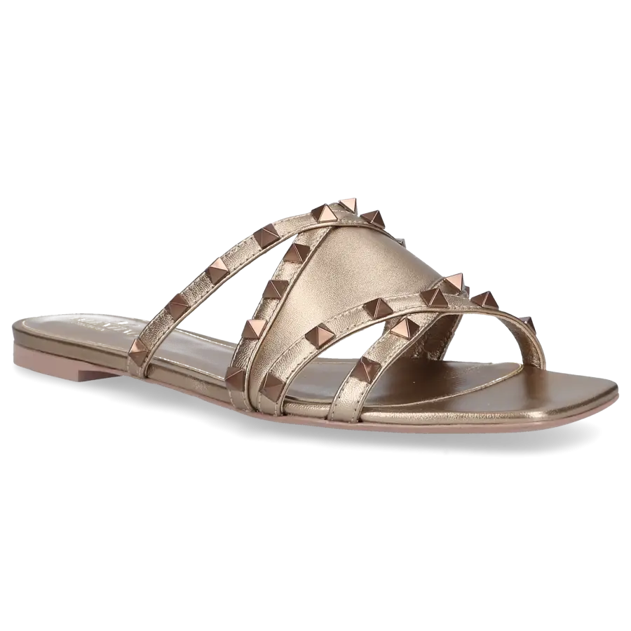 Valentino Garavani - Pantoletten ROCKSTUD Kalbsleder - bronze