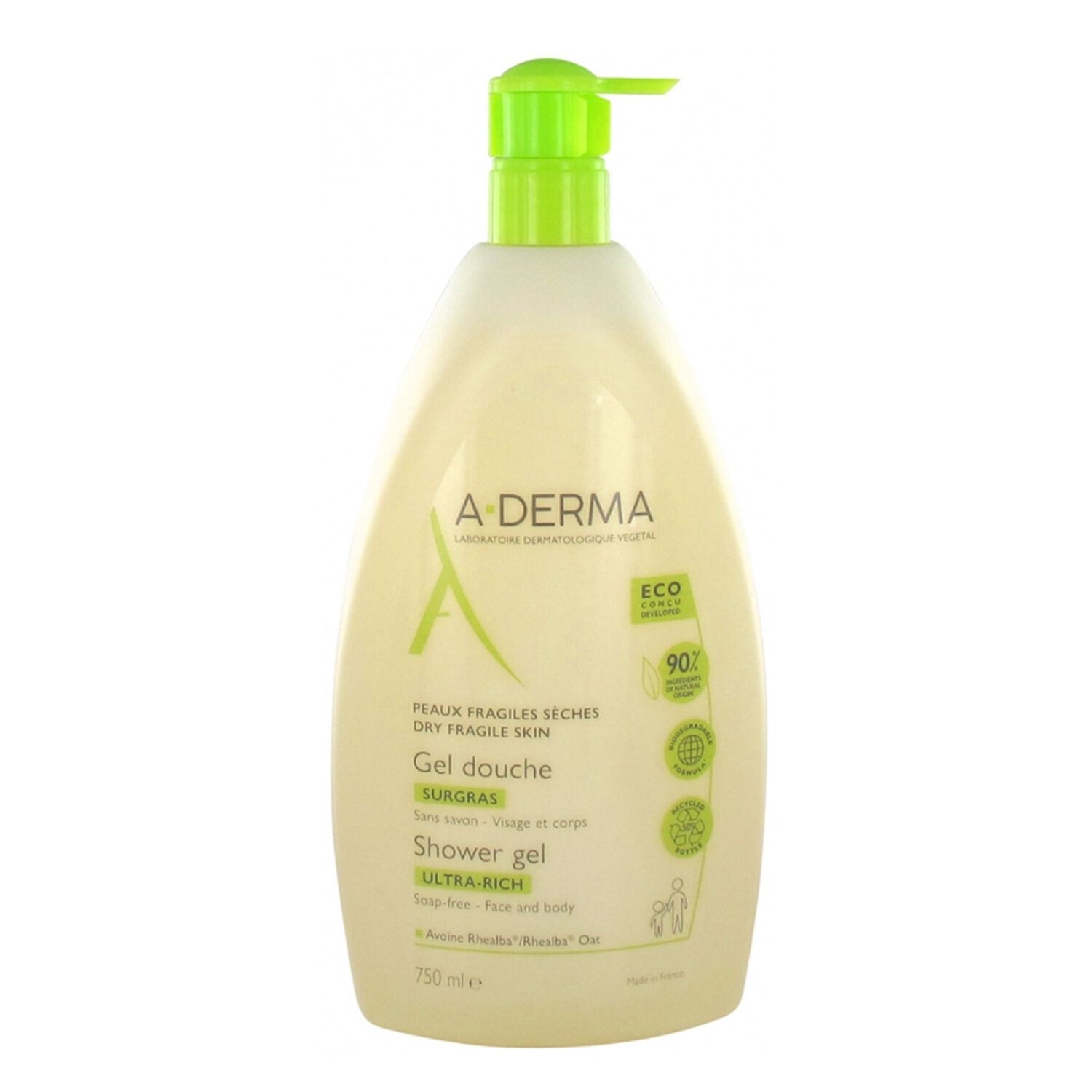 a-derma Gel Douche Surgras Peaux Fragiles Sèches