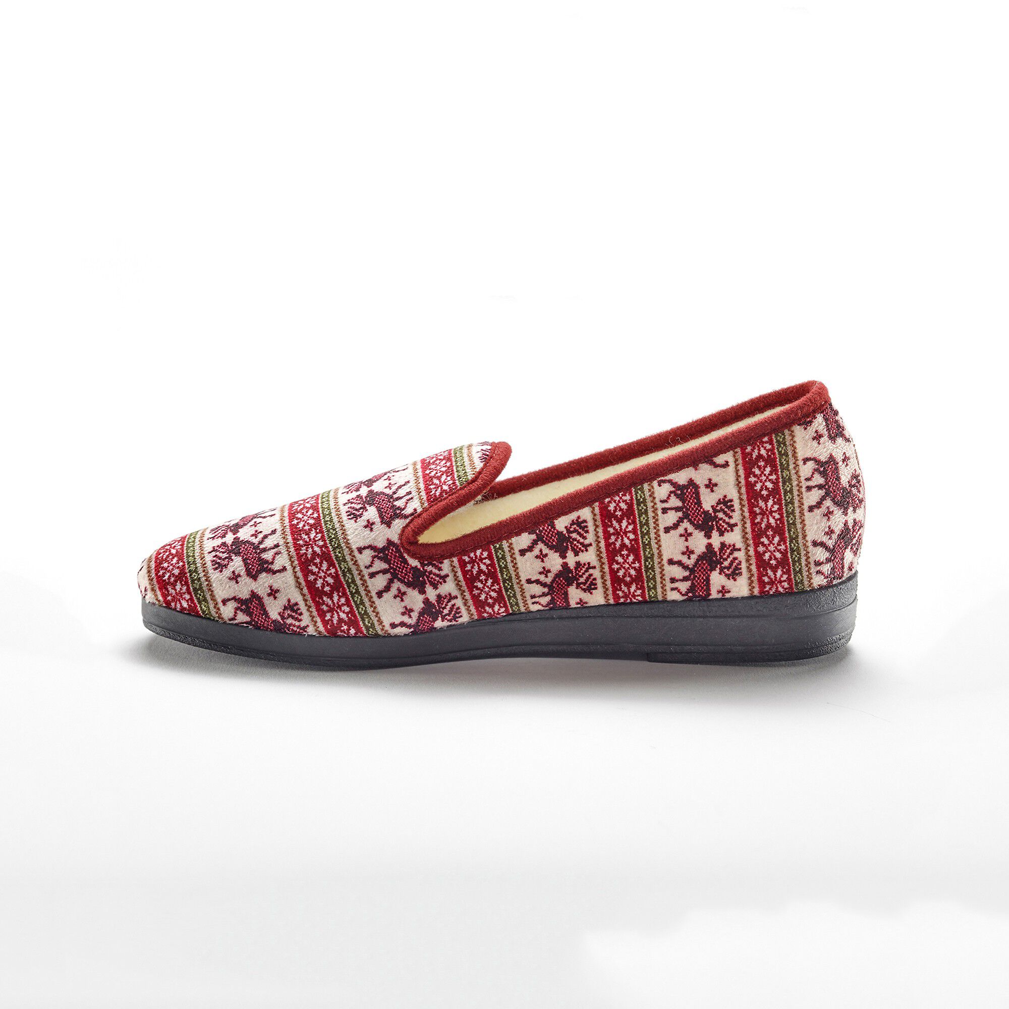 Chaussons imprimé d'hiver doublés en fausse fourrure