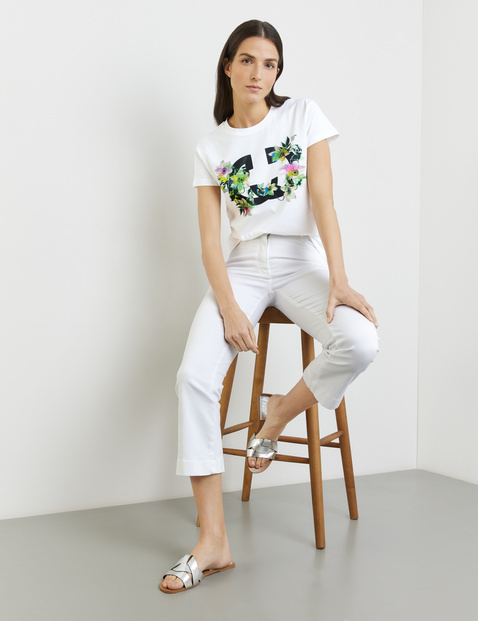 Baumwollshirt mit floralem Frontprint