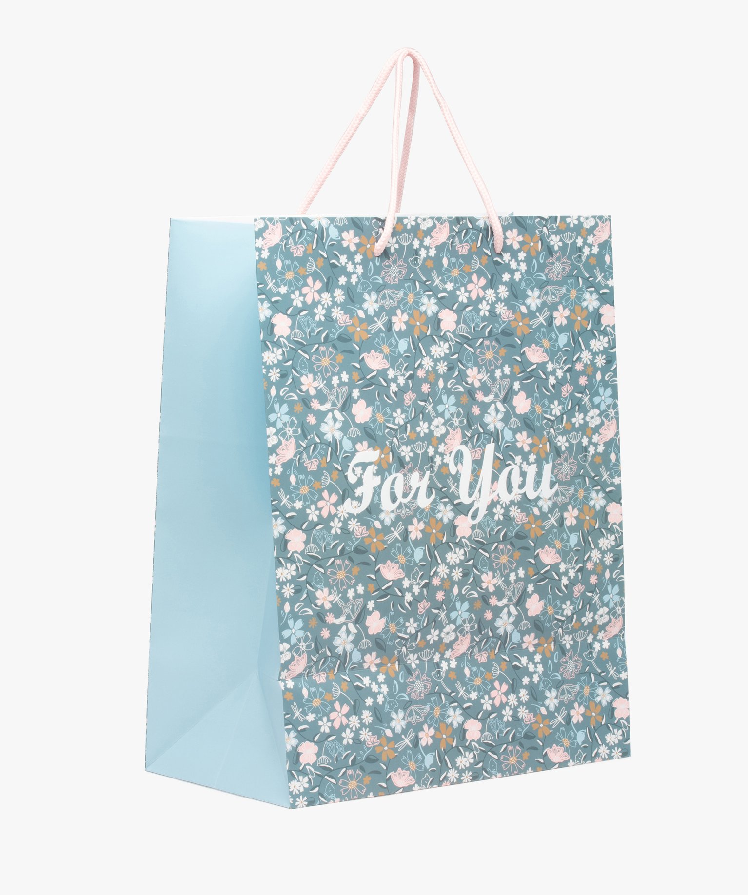 Sac cadeau en papier format moyen motif fleuri vert | GEMO