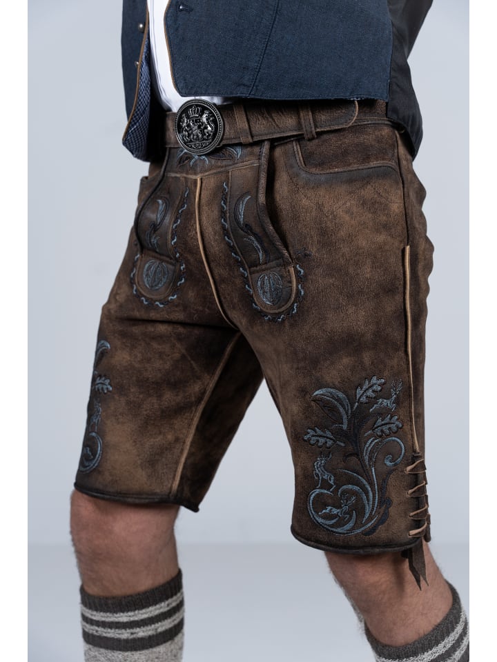 Edelnice Kurze Wildbock Lederhose Florian in dunkelbraun günstig kaufen