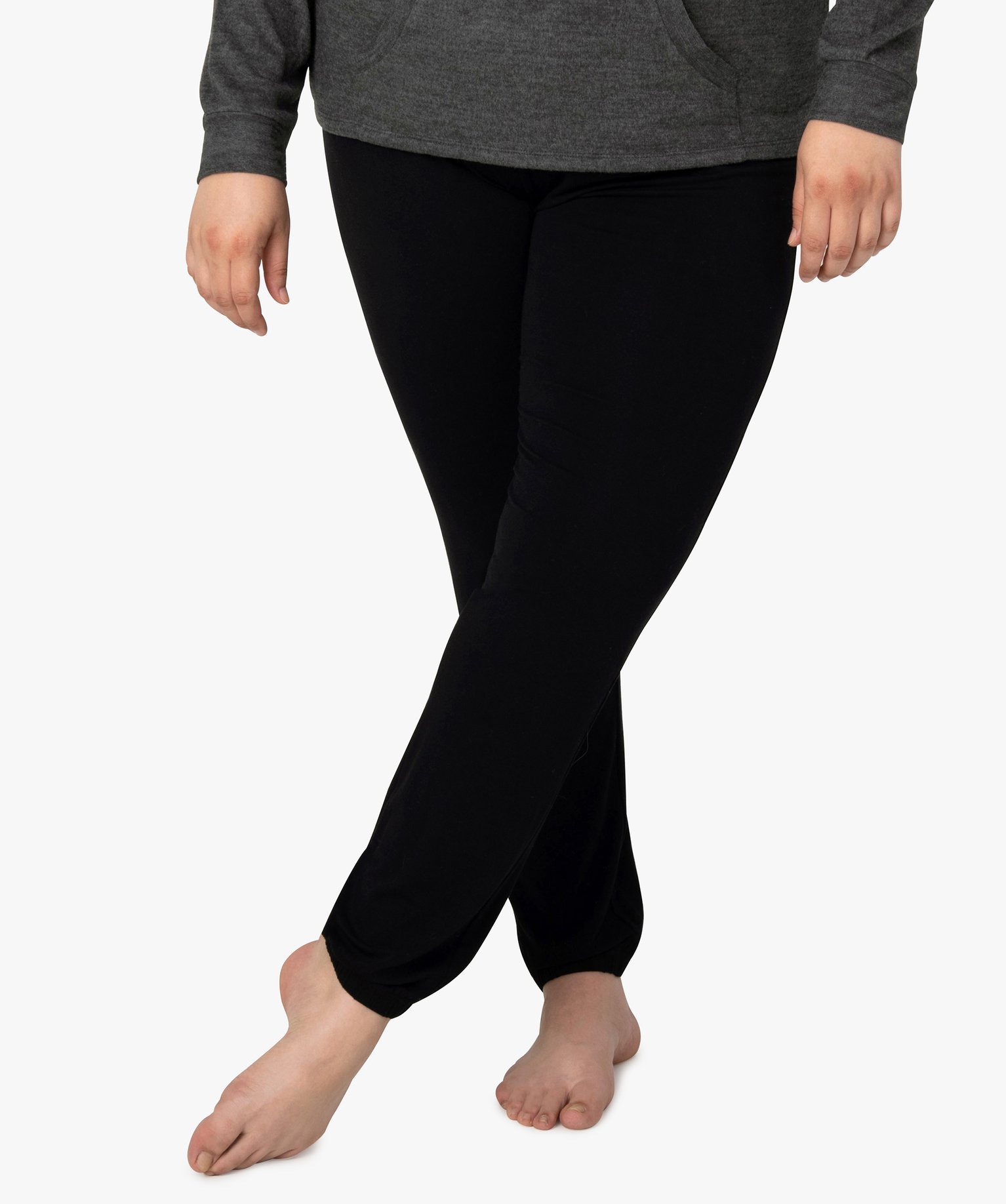 Pantalon de pyjama femme grande taille resserré dans le bas noir | GEMO