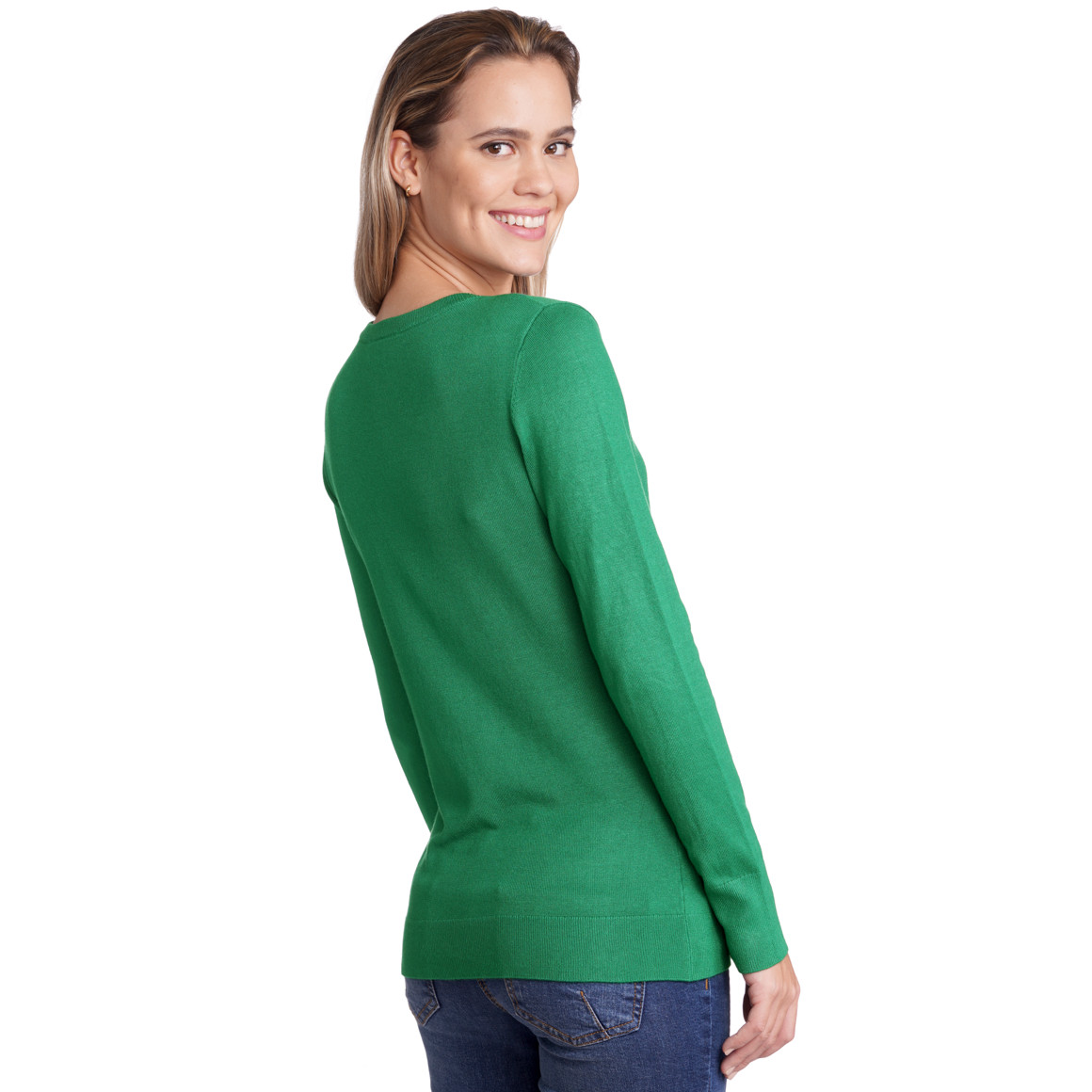 Damen Feinstrickpullover mit V-Ausschnitt