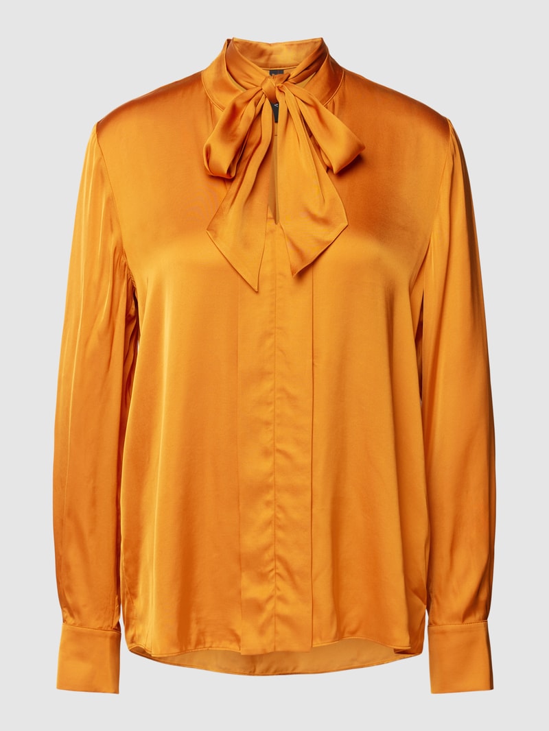 Bluse aus reiner Viskose mit Halstuch in orange