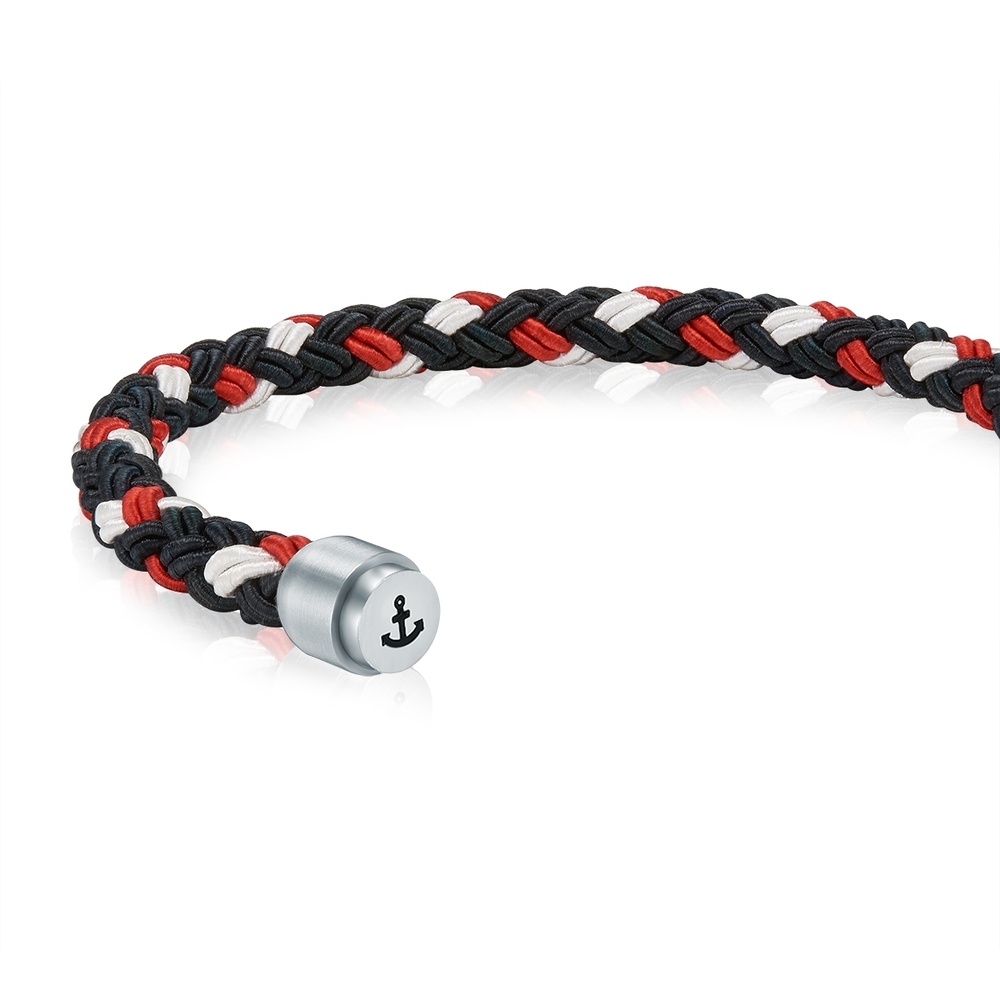Skipper & Son Bracelet en acier inoxydable Nylon en Rouge Bracelet
