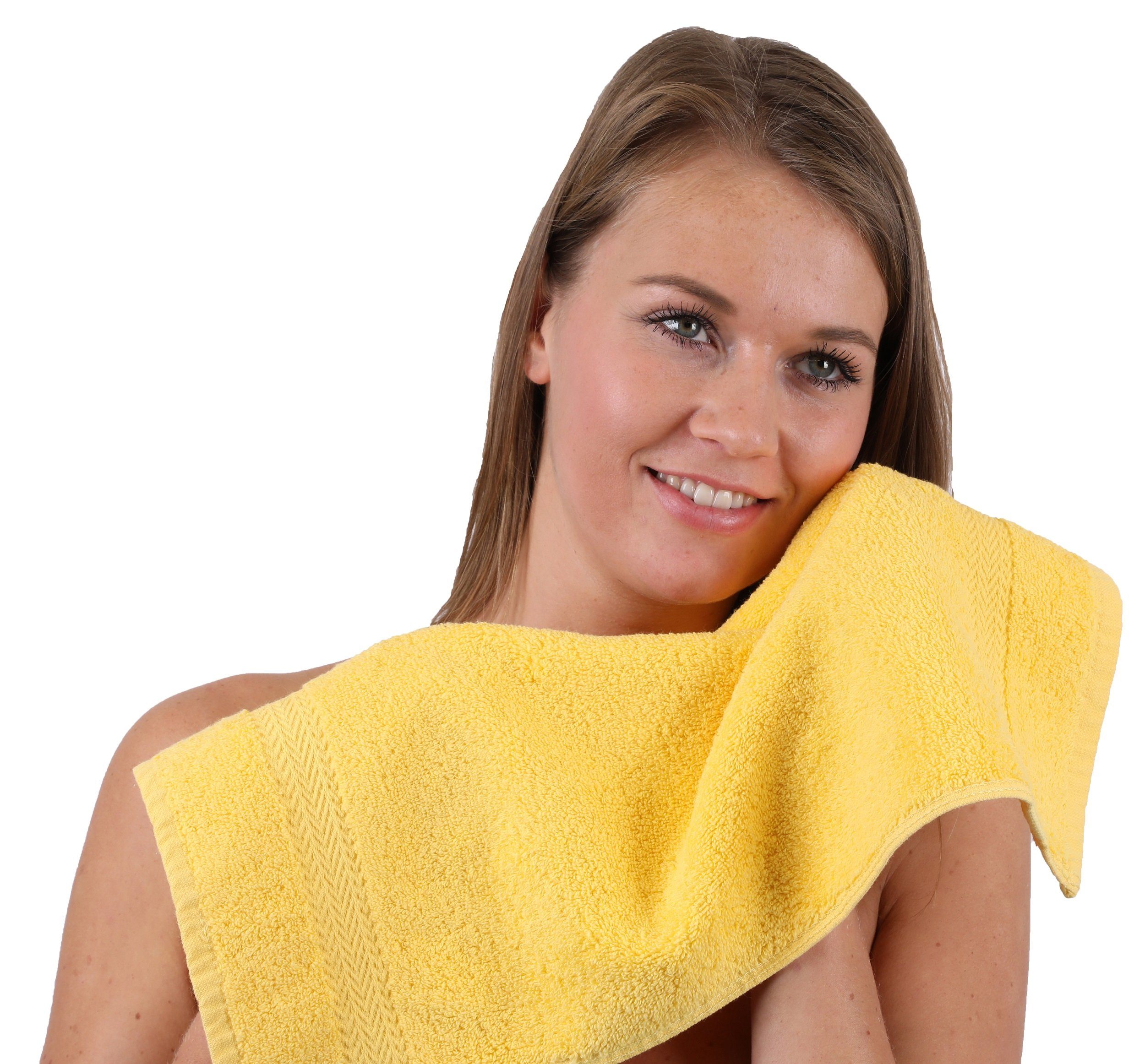 Betz Gästehandtücher 10 Stück Gästehandtücher Premium 100% Baumwolle Gästetuch-Set 30x50 cm Farbe apfelgrün und gelb, 100% Baumwolle