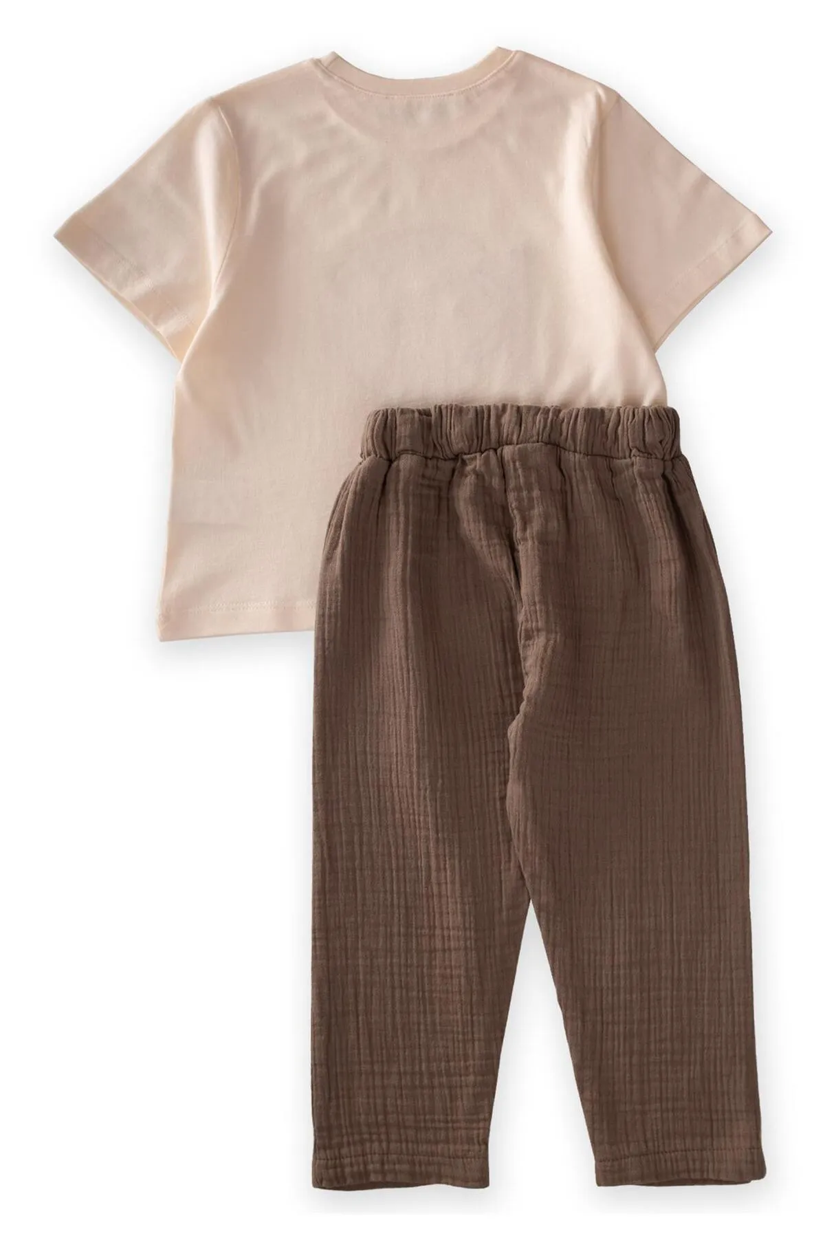 Cigit  Kind Musselin-Hosen-Set mit Applikationen, 2–7 Jahre, Sand