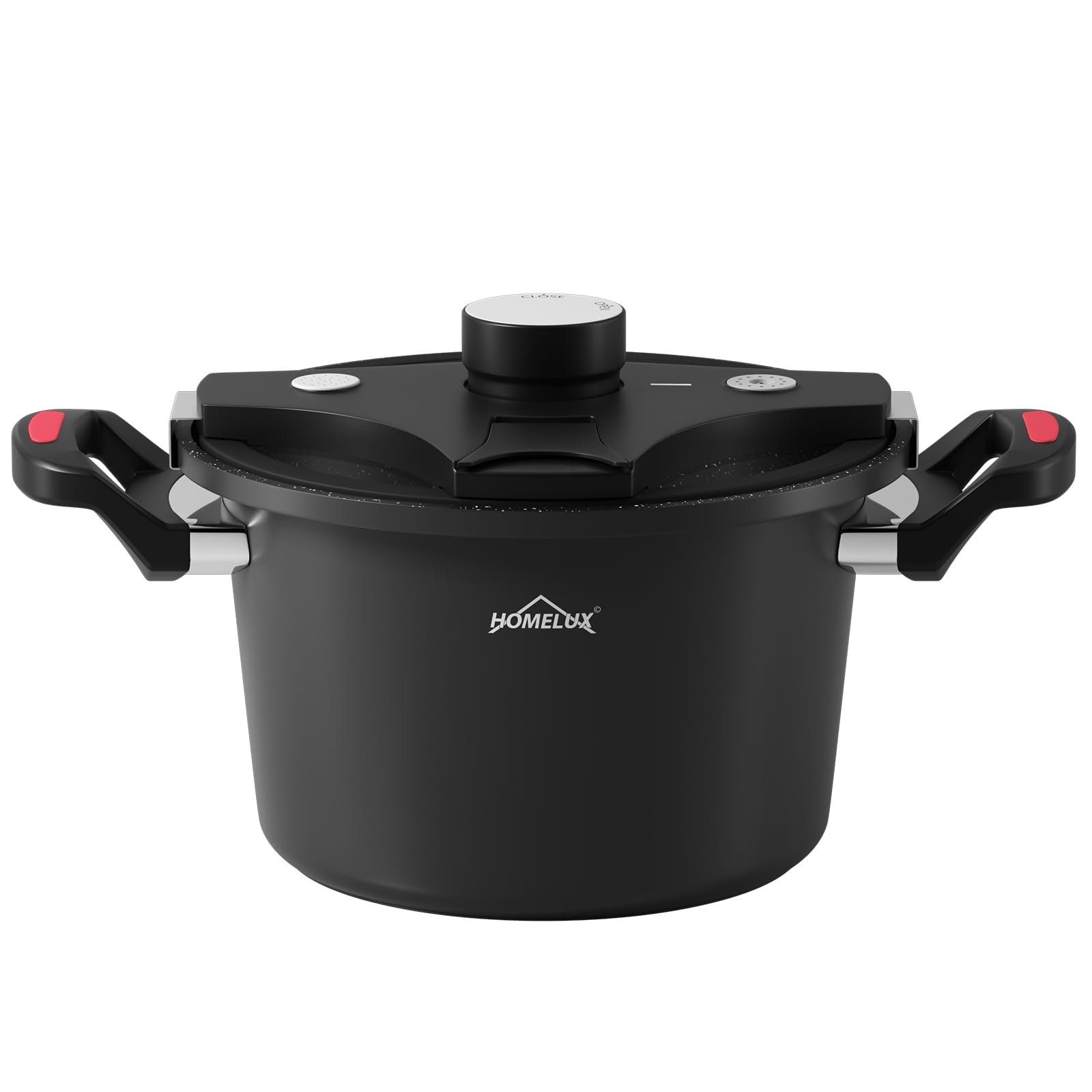 HOMELUX Schnellkochtopf Energiespartopf Ø 24 cm Kochtopf mit Niederdruck 5,5L Topf, Aluminium (Geeignet für alle Herdarten, Energieeffizient&schnell), induktionsgeeignet