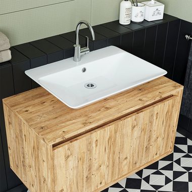 Roomart Badmöbel-Set, (Badezimmermöbel ATLANTIC 85cm in 4 Farben Badezimmer Unterschrank)