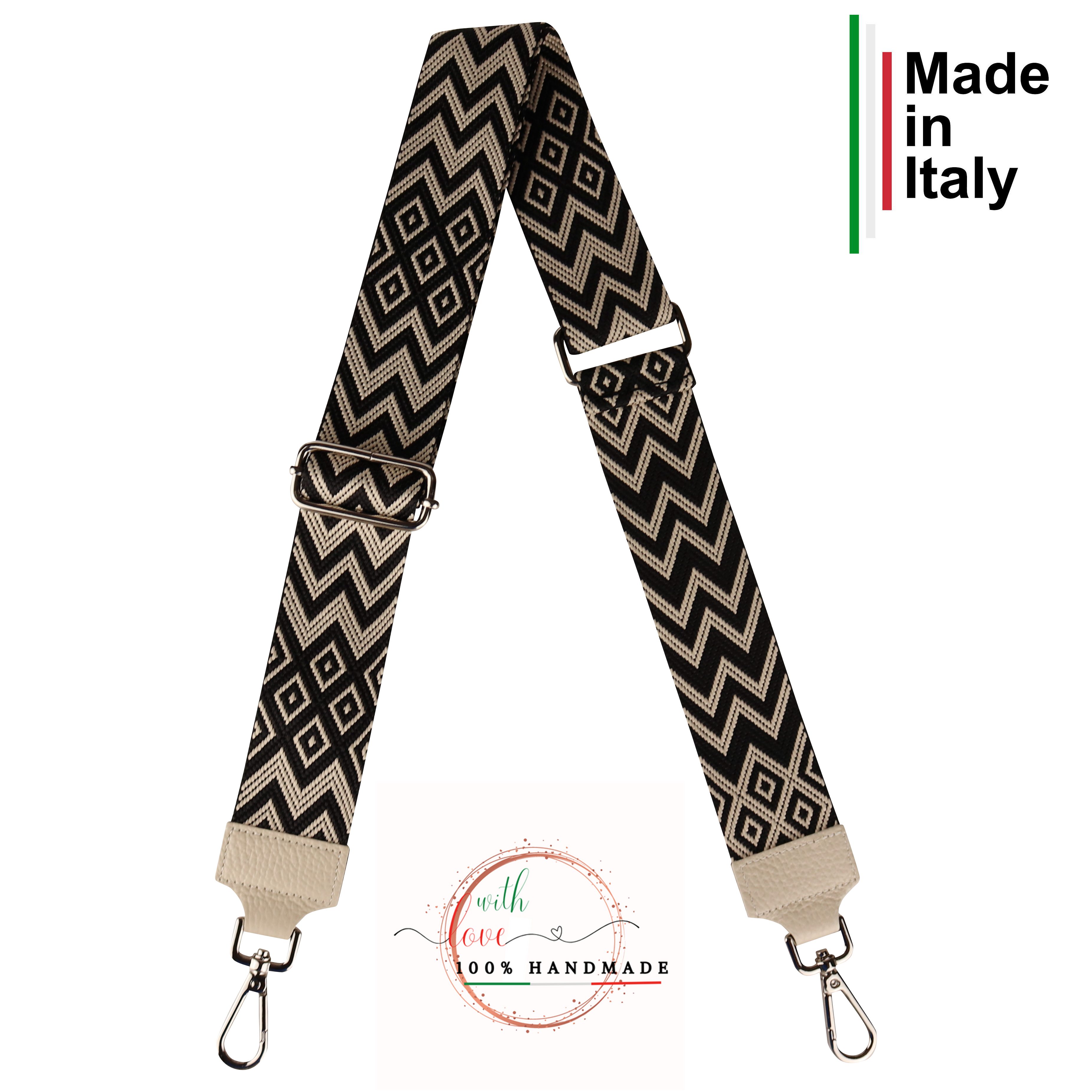 MIRROSI Bauchtasche Damen, Echtleder, Made in Italy, Umhängetasche, Brusttasche, (Schultertasche für jeden Anlass (1 Tasche & 2 Gurte), Crossbody Bag, Beige, gemusterten& verstellbaren Schulterriemen