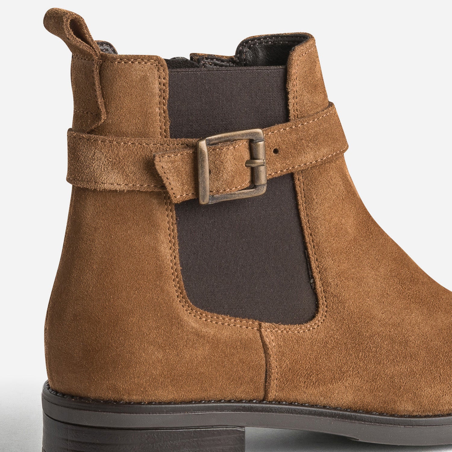 Boots cognac en cuir velours