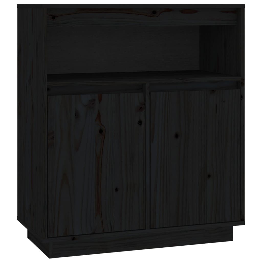 vidaXL Sideboard Sideboard Schwarz 70x34x80 cm Massivholz Kiefer (1 St)