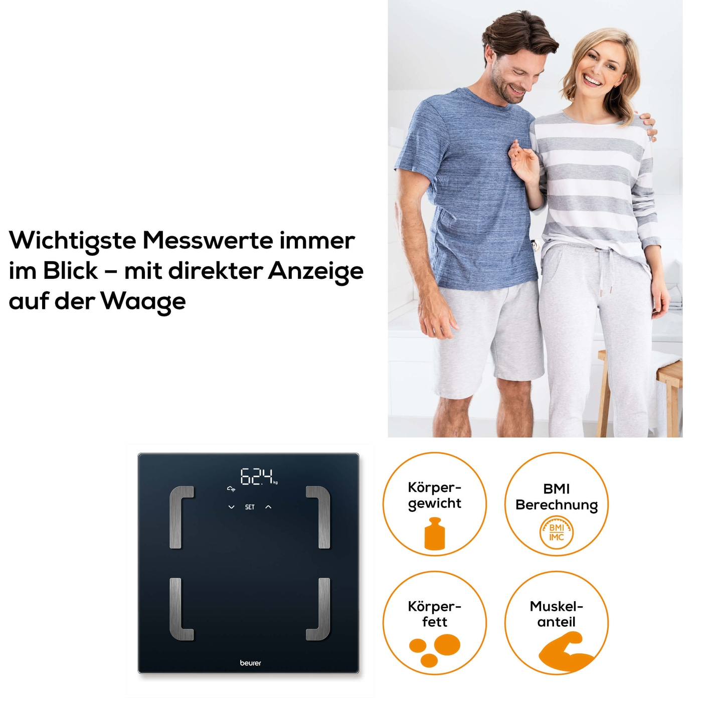 Beurer Diagnosewaage BF 880 WIFI-Diagnosewaage mit App Verknüpfung und umfangreicher Analysefunktion