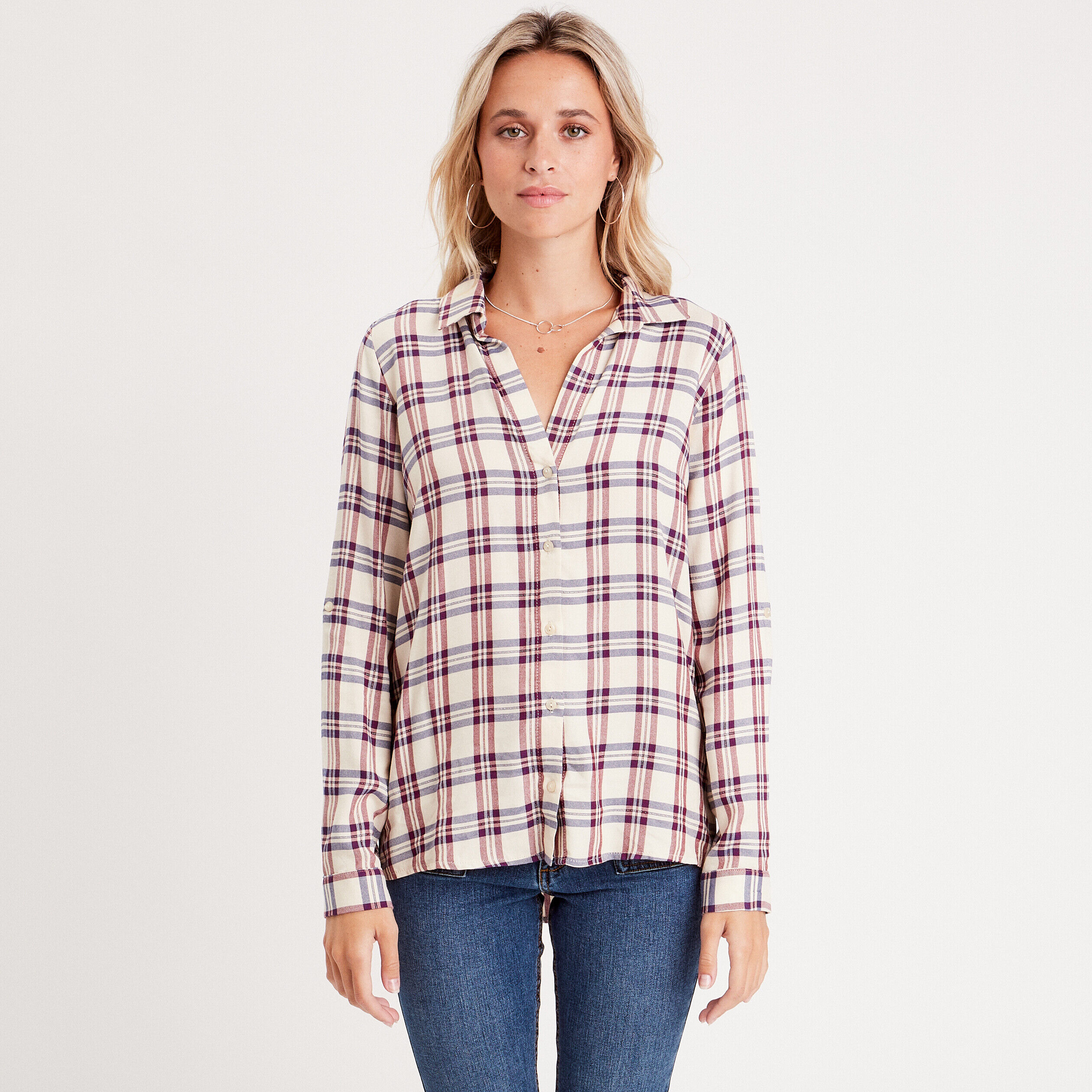Chemise manches longues creme femme | Cache Cache
