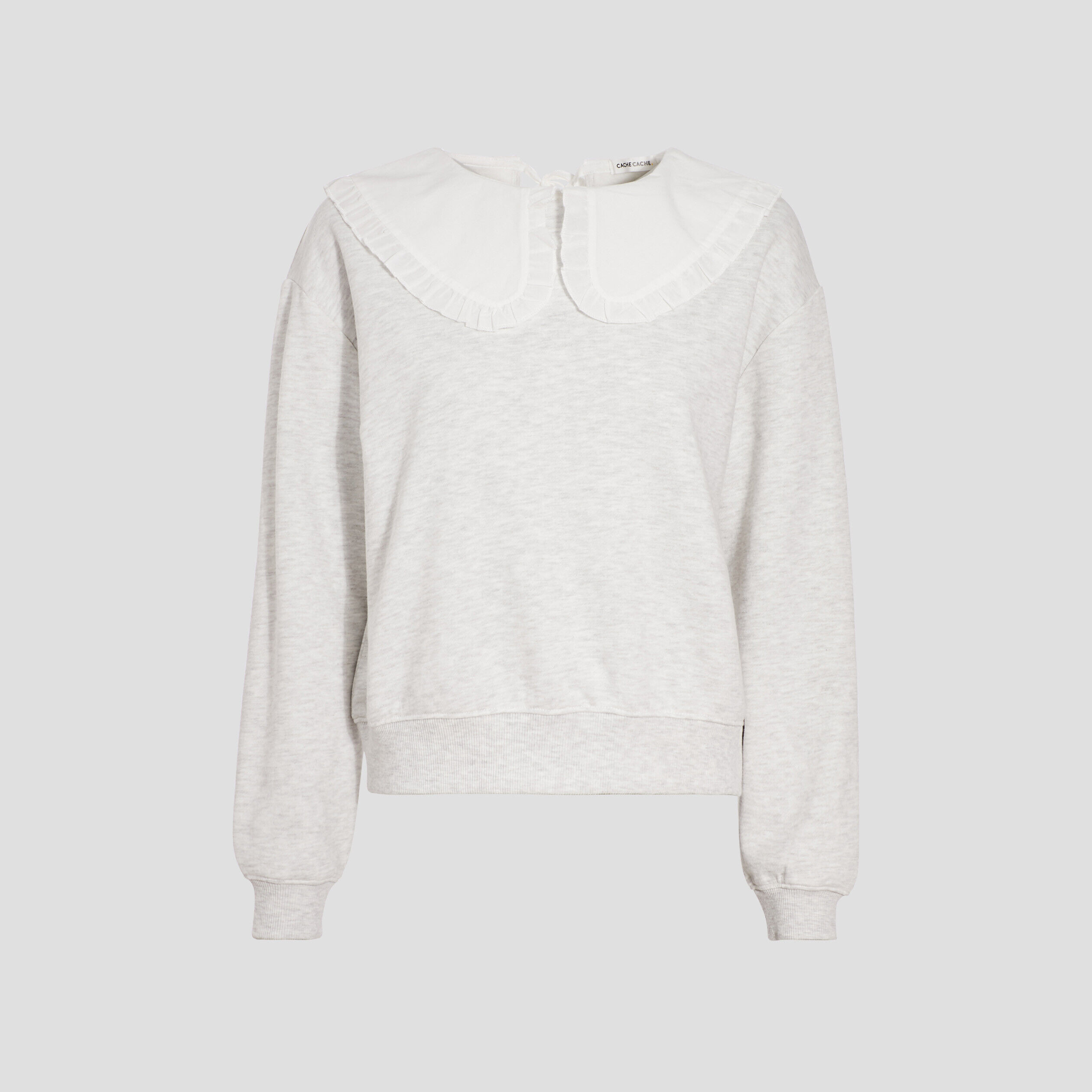 Sweat avec col claudine gris clair femme | Cache Cache