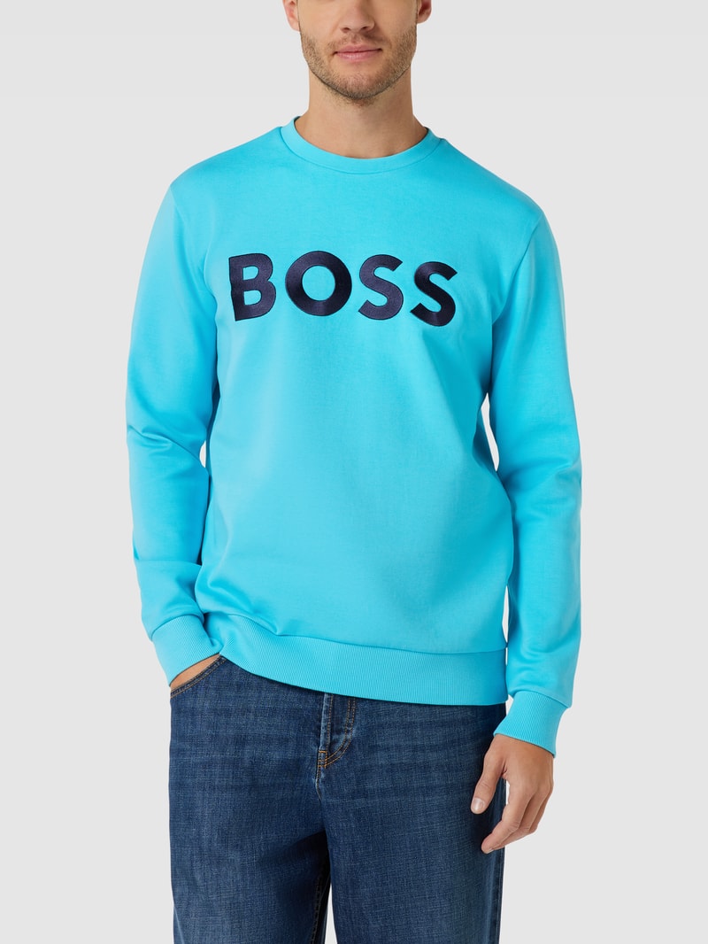 Sweatshirt mit Label-Stitching Modell 'Salbo' in türkis
