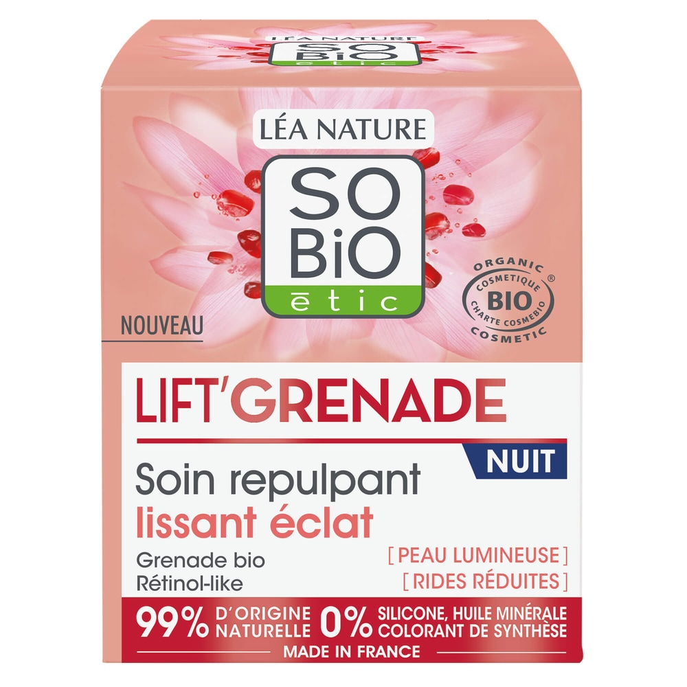 LÉA NATURE SO BiO étic Soin repulpant lissant éclat nuit, Lift' Grenade Soin nuit