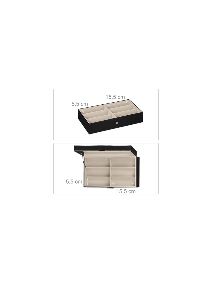 relaxdays Brillenbox in Schwarz - (B)33,5 x (H)15,5 x (T)19,5 cm günstig kaufen onesize