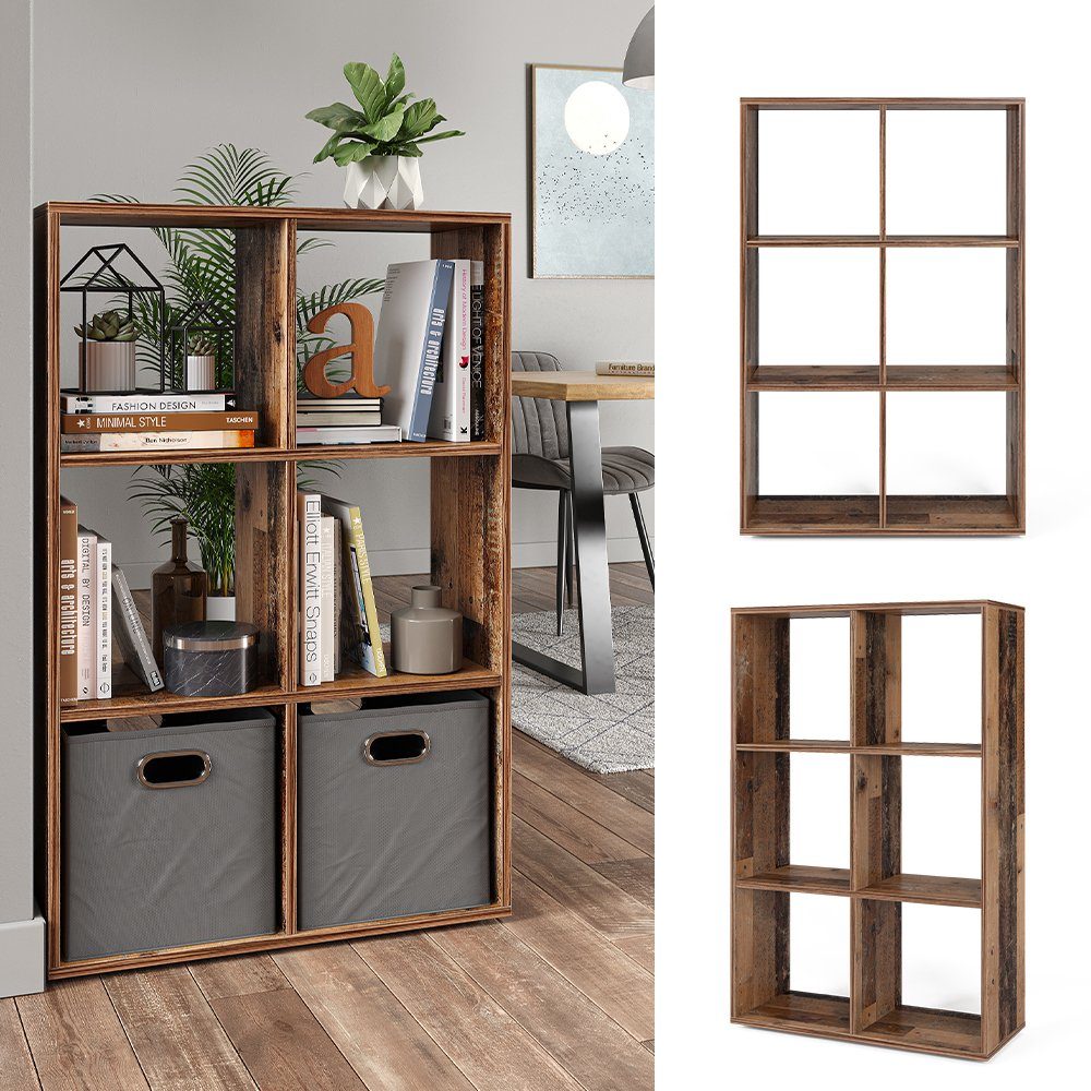 Vicco Raumteiler Standregal Bücherregal 6 Fächer Regal Old Style Hochregal