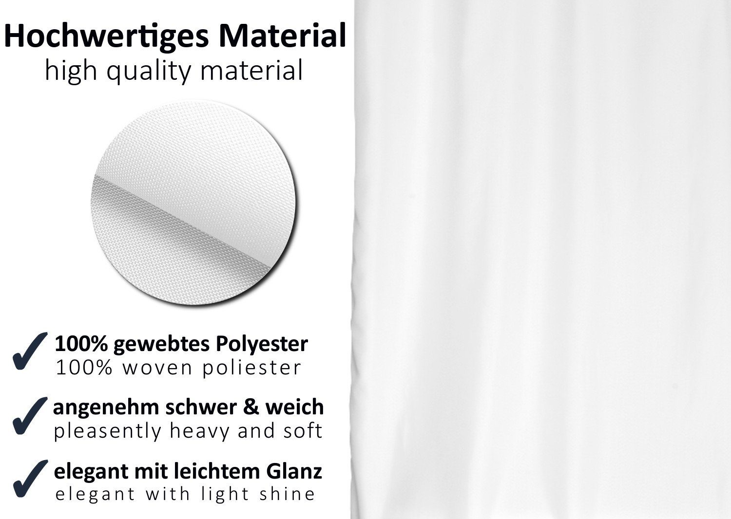 Arteneur Duschvorhang Duschvorhang Weiß Breite 120 cm, inkl. Duschvorhangringe, Anti-Schimmel, recyceltes Material