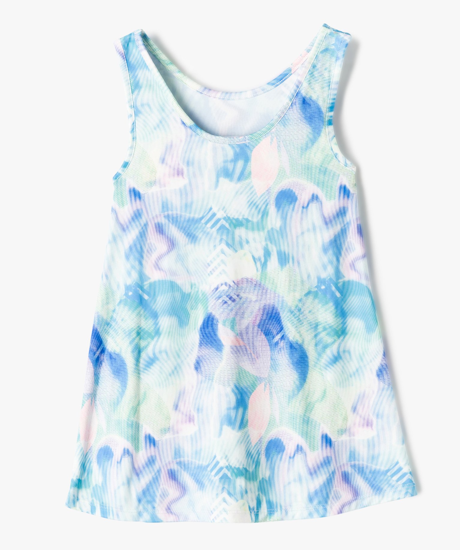 Robe fille avec combishort intégré en microfibre bleu | GEMO