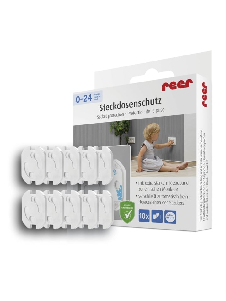 Reer [10 Stück] Steckdosenschutz klebbar in Weiß ab 0 Monate günstig kaufen onesize