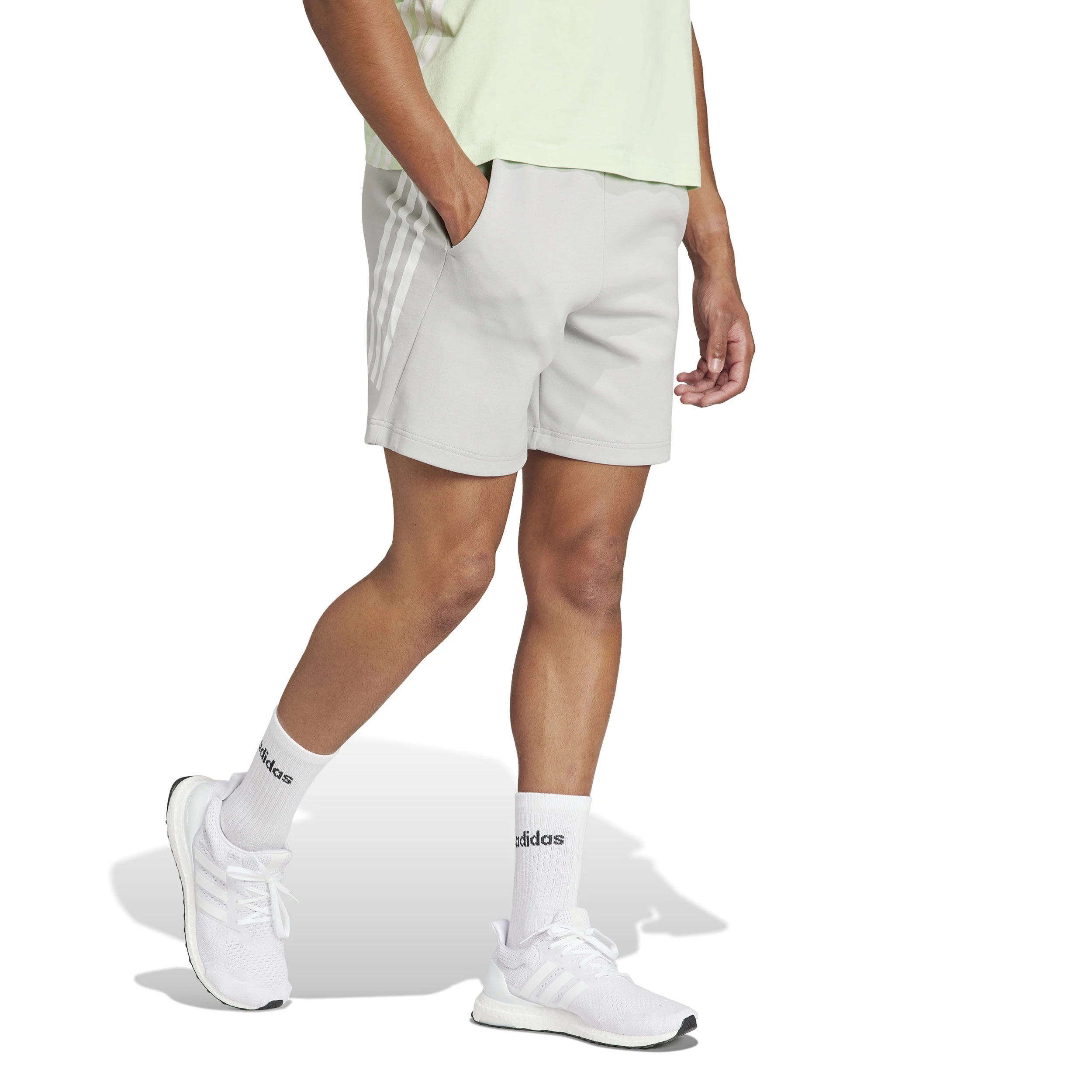 Future Icon 3 Stripes Shorts Herren - Hellgrau, Weiß