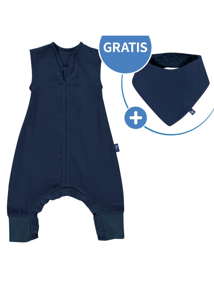 Alvi Sommer-Schlafsack mit Füßen Musselin / Sleep-Overall in blau günstig kaufen 110