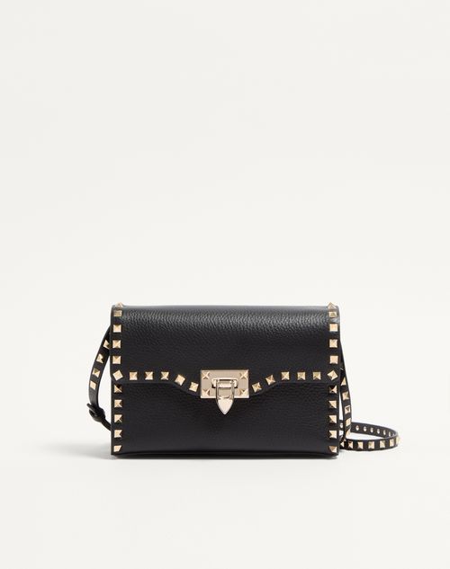 Rockstud lille skuldertaske i kornet kalveskind
