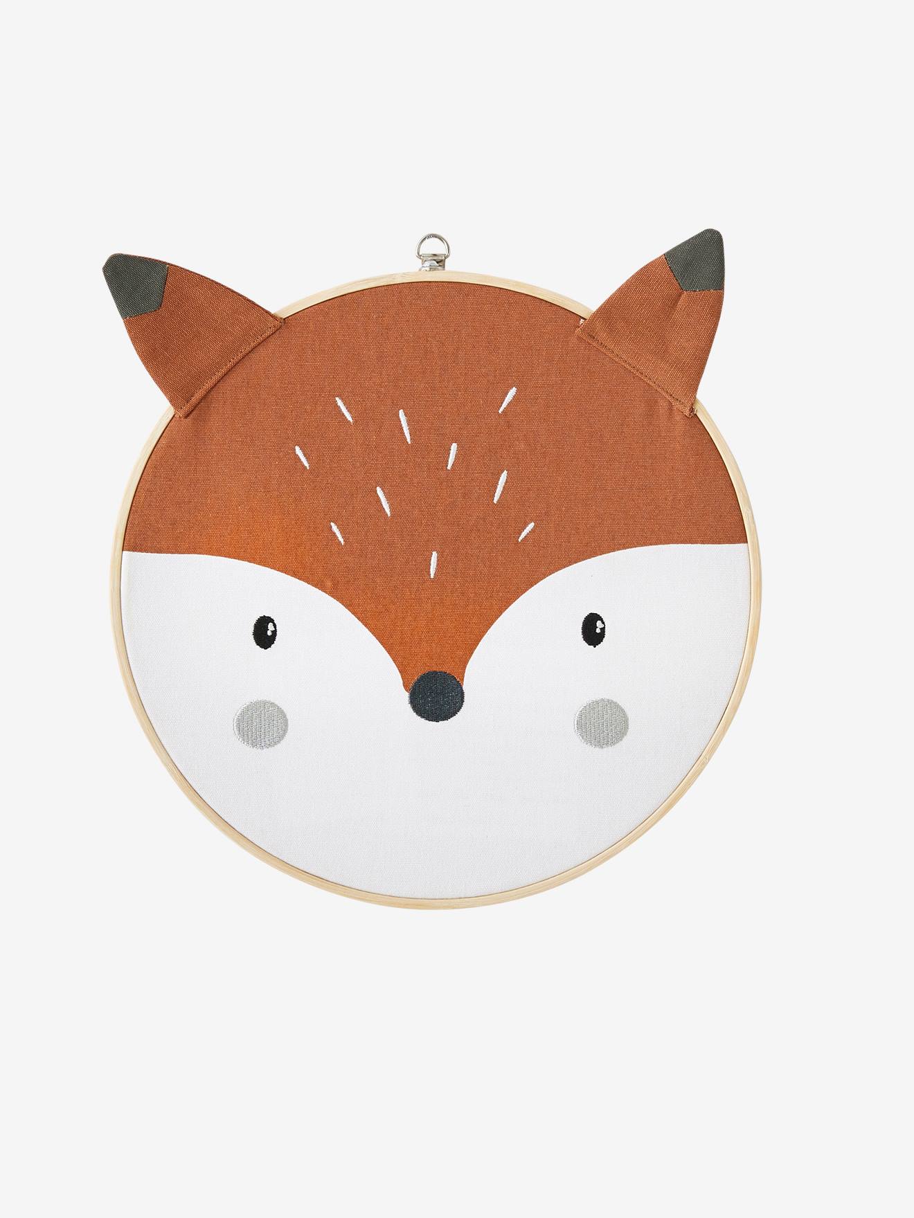Vertbaudet Kinderzimmer Wanddeko FUCHS mit Rahmen - orange/weiß