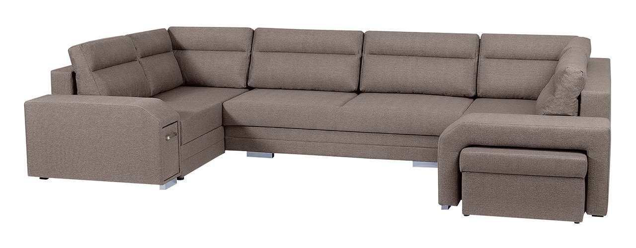 MKS MÖBEL Ecksofa ALVA U, Ecksofa mit Hocker und Minibar - U-Form Sofa Mit Schlaffunktion