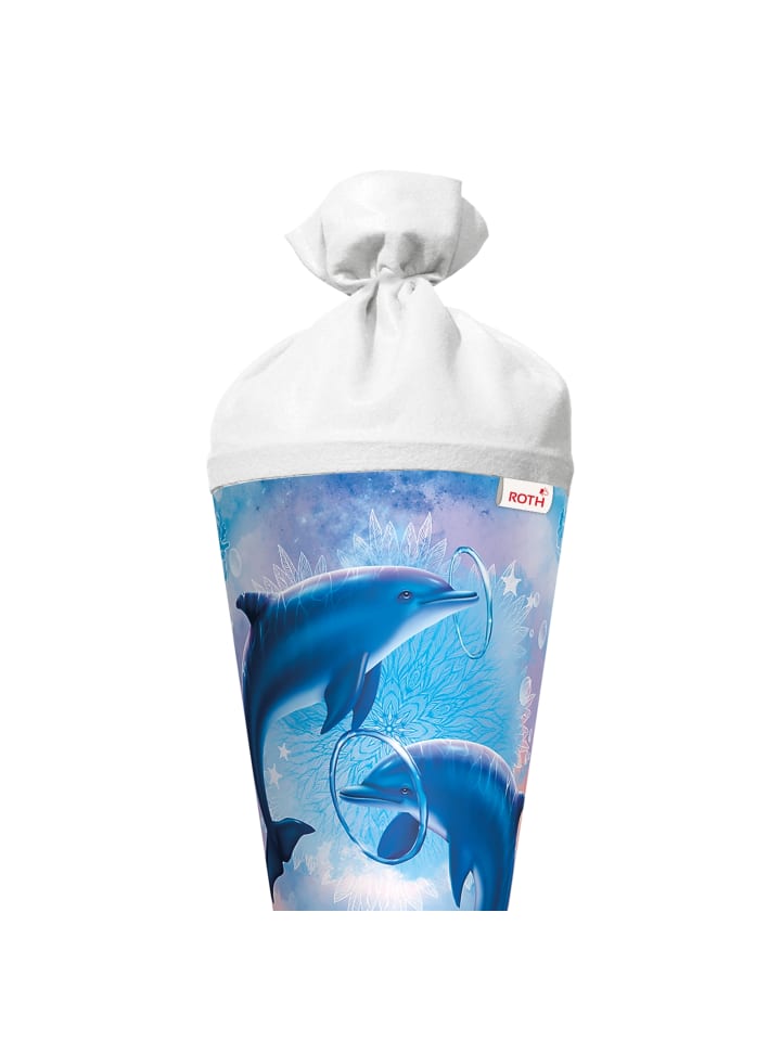 ROTH Schultüte groß Delfine 70 cm in Hellblau günstig kaufen onesize