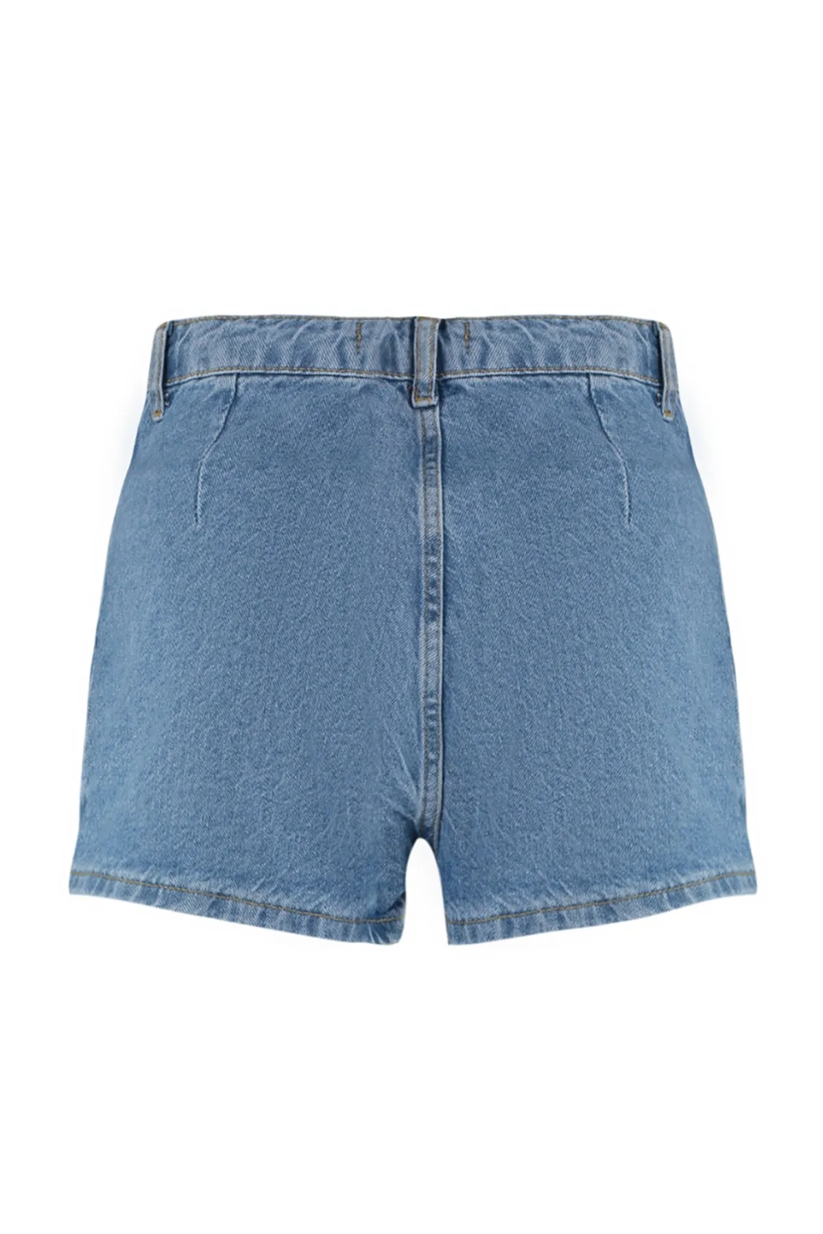 Trendyol Collection  Blauer, plissierter Denim-Shortsrock mit normaler Taille TWOSS22SR00163