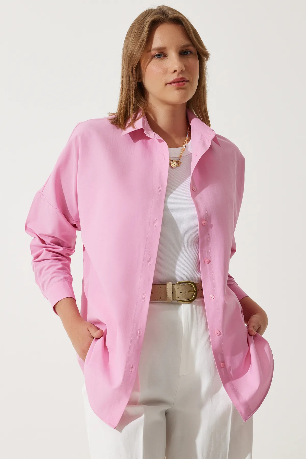 Happiness İstanbul  Hemd - Rosa - Oversized