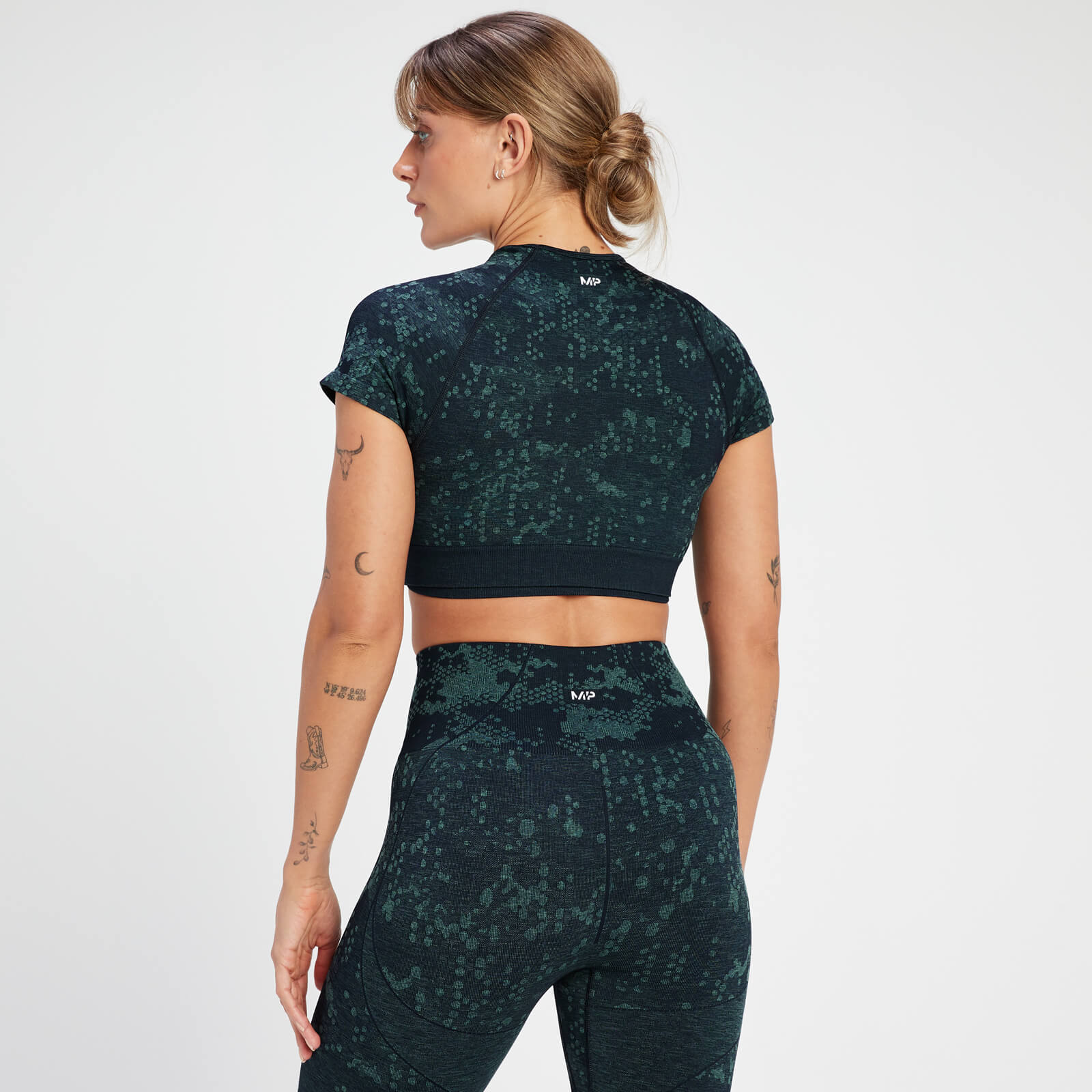 Crop top à motif sans coutures MP Adapt pour femmes – Bleu marine foncé
