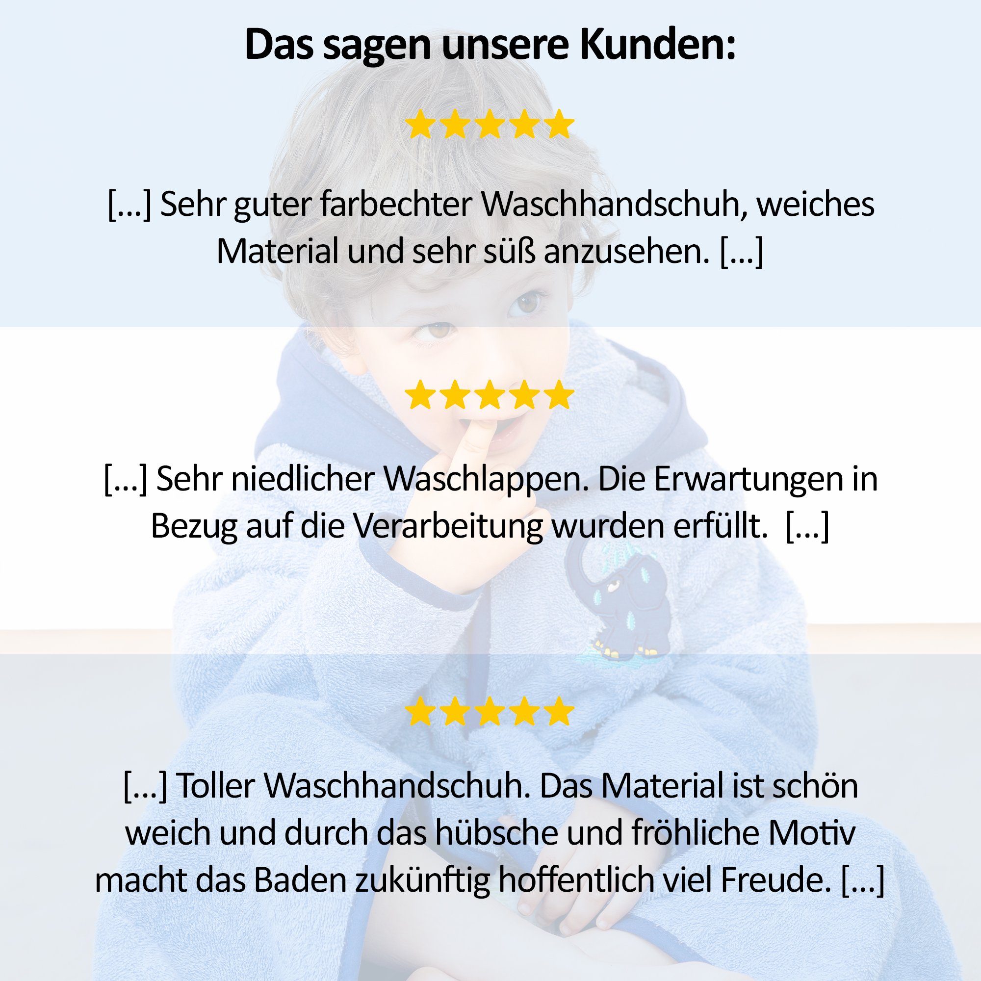 Smithy Waschlappen Waschhandschuh Baby mit dem blauen Elefanten (1-tlg), Applikation