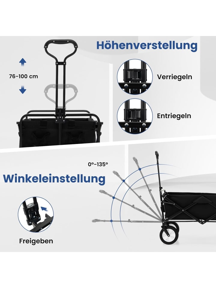 COSTWAY Bollerwagen faltbar in Schwarz günstig kaufen onesize