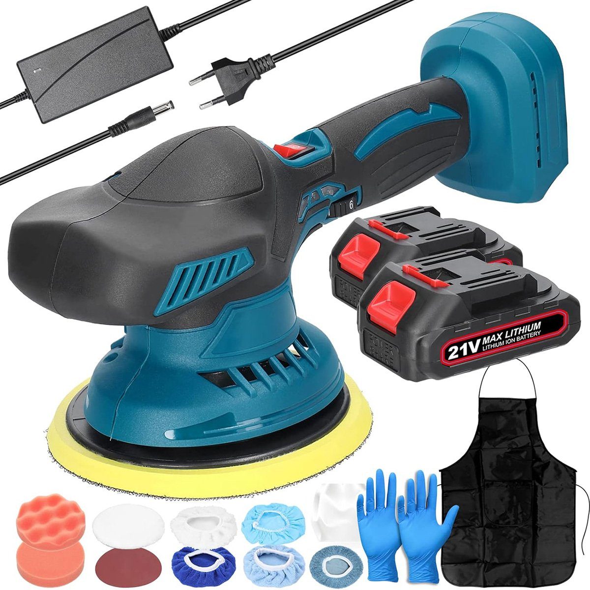 Yoyaxi Poliermaschine Kleine tragbare wiederaufladbare elektrische Lithium-Poliermaschine, (1 tlg), 6 Geschwindigkeiten, 2 Batterien, einstellbares Metallwachs
