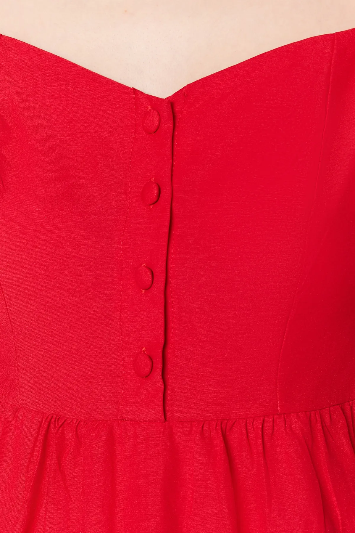Trendyol Collection  Rotes gewebtes Kleid mit Mini-Taillenöffnung und Ballonärmeln TWOAW22EL0210