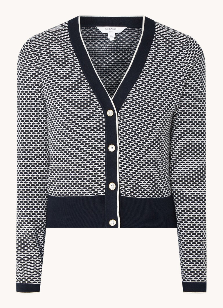 Cardigan LKBennett Honey din amestec fin de lână merinos cu model tricotat