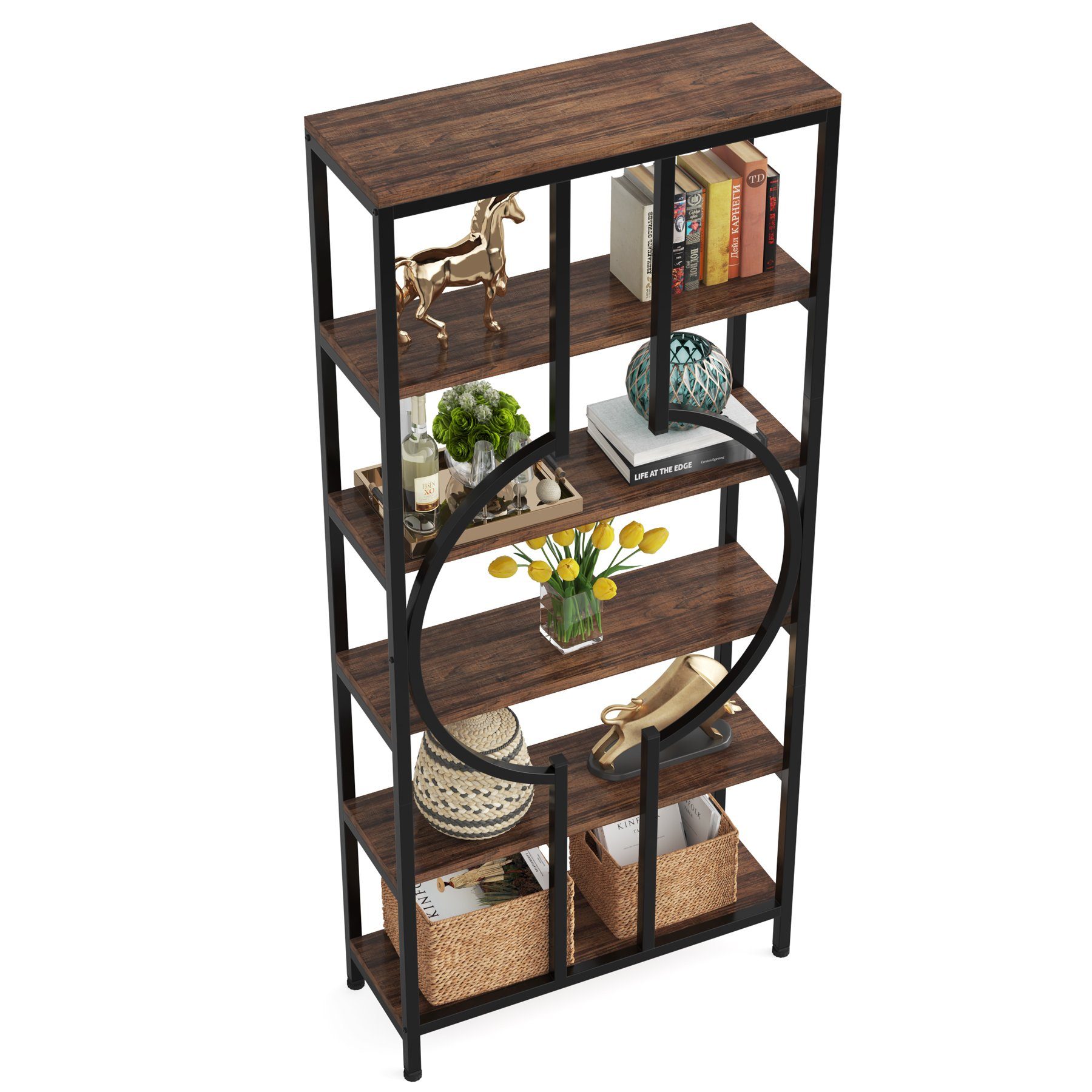Tribesigns Bücherregal Bücherregal, industrielles 6-stöckige Etagere-Bücherregal, freistehend